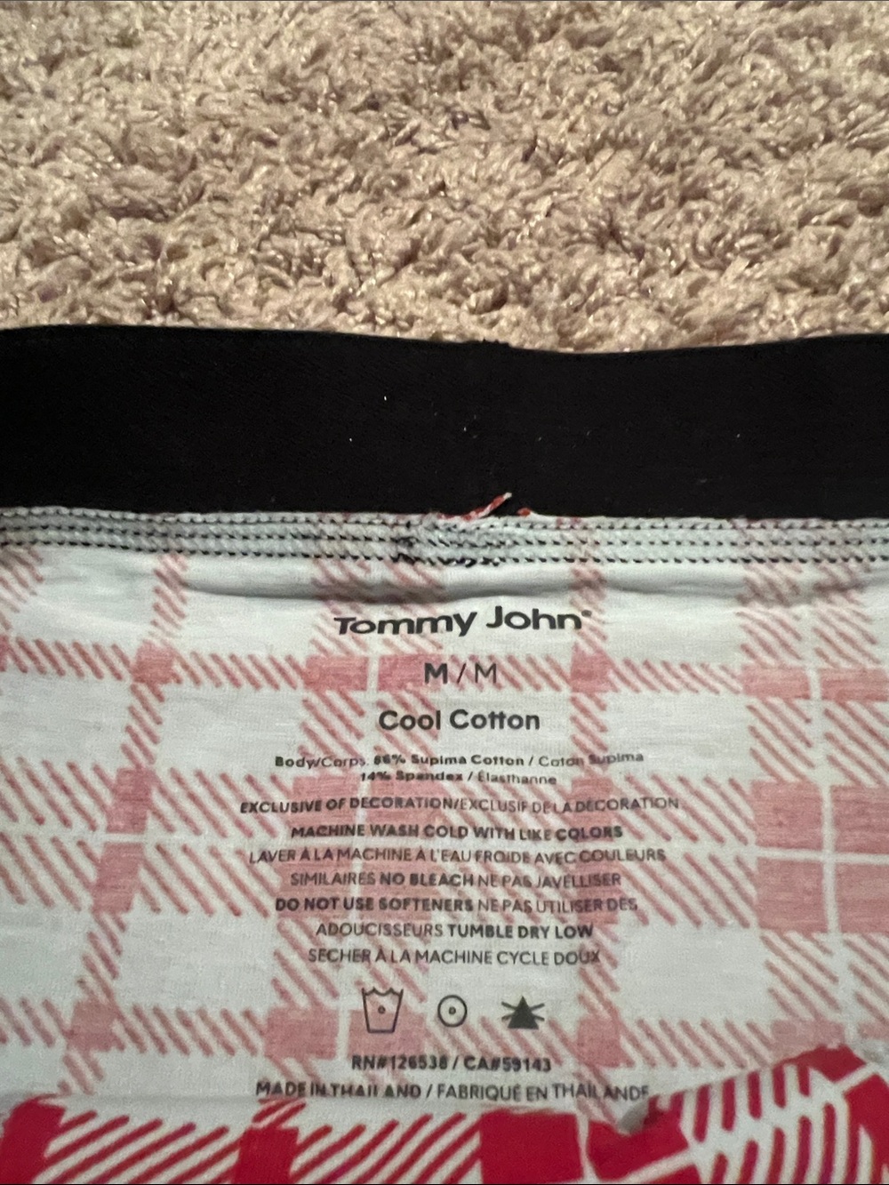Tommy John Red and White Plaid Boxer Briefs with Black Waistband NWT! - Picture 4 of 5